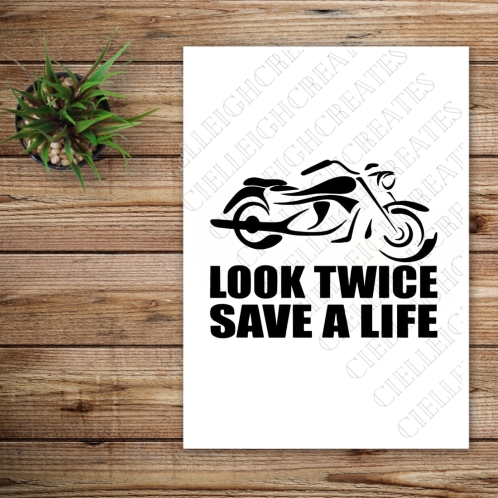 *2 for $20* Look Twice Save A Life Motorcycle Vinyl Decal Sticker Handcrafted